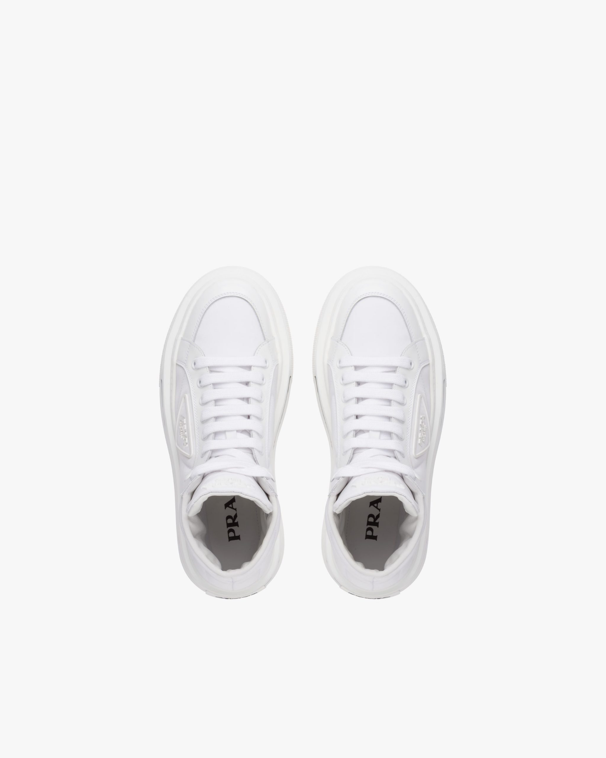 White Prada Macro Re-Nylon and brushed leather high-top sneakers - Image 4