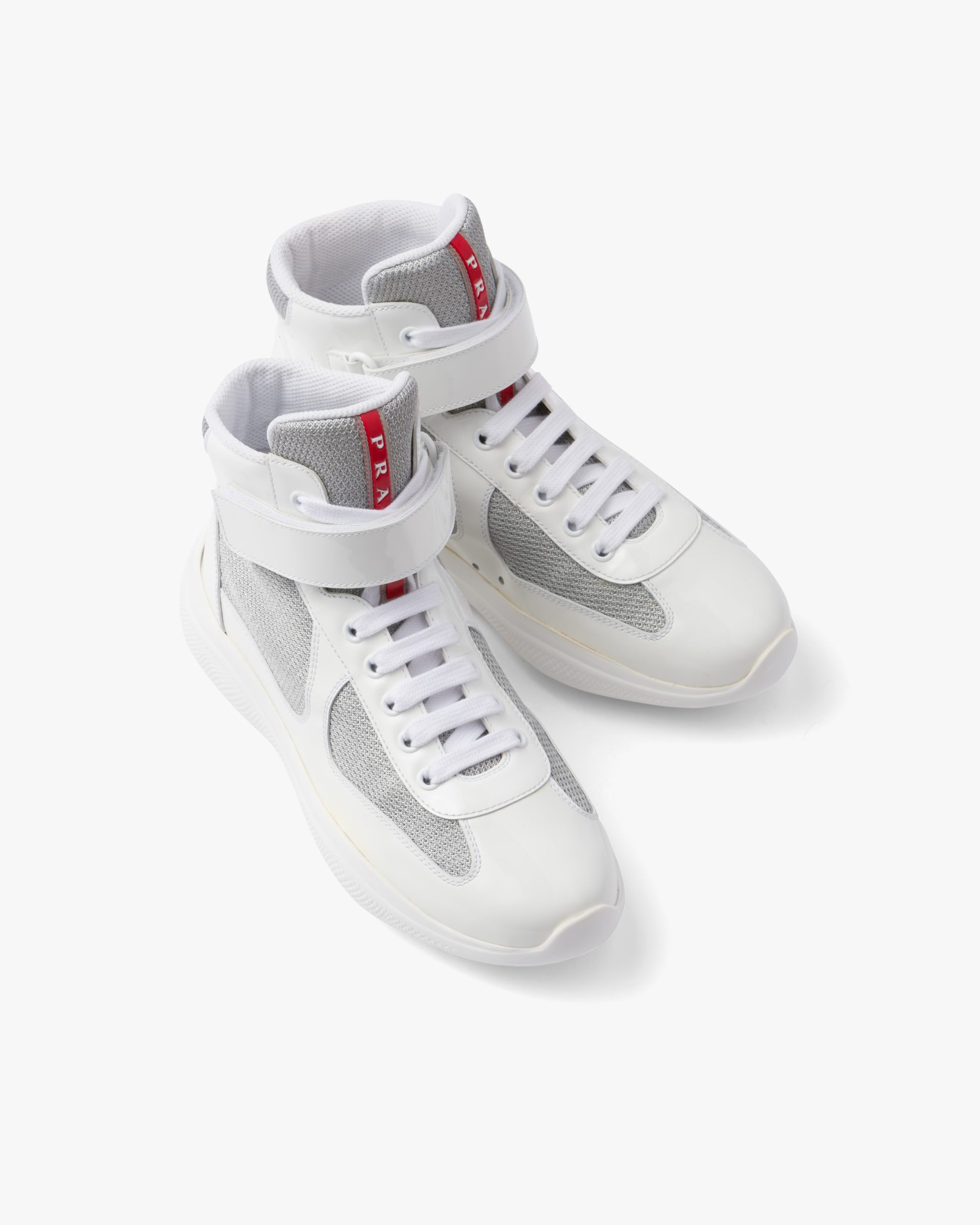 White/silver Prada Americas Cup high-top sneakers - Image 4
